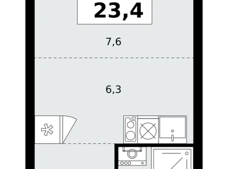 Квартира 1 комната 23 м² поселение Сосенское, Россия