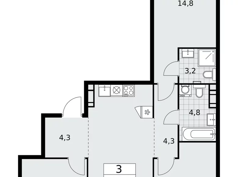 Wohnung 3 Zimmer 81 m² Moskau, Russland