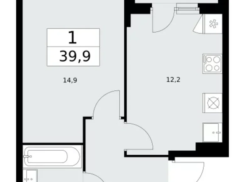 Квартира 1 комната 40 м² поселение Сосенское, Россия