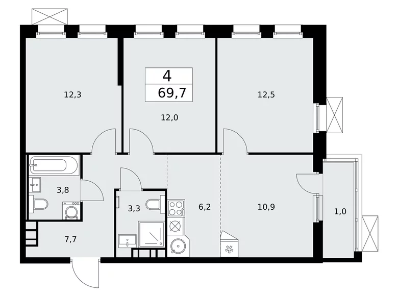 Wohnung 4 Zimmer 70 m² Moskau, Russland