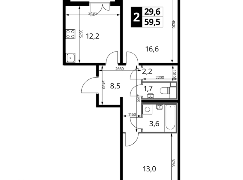 Apartamento 2 habitaciones 60 m² Nekrasovka District, Rusia