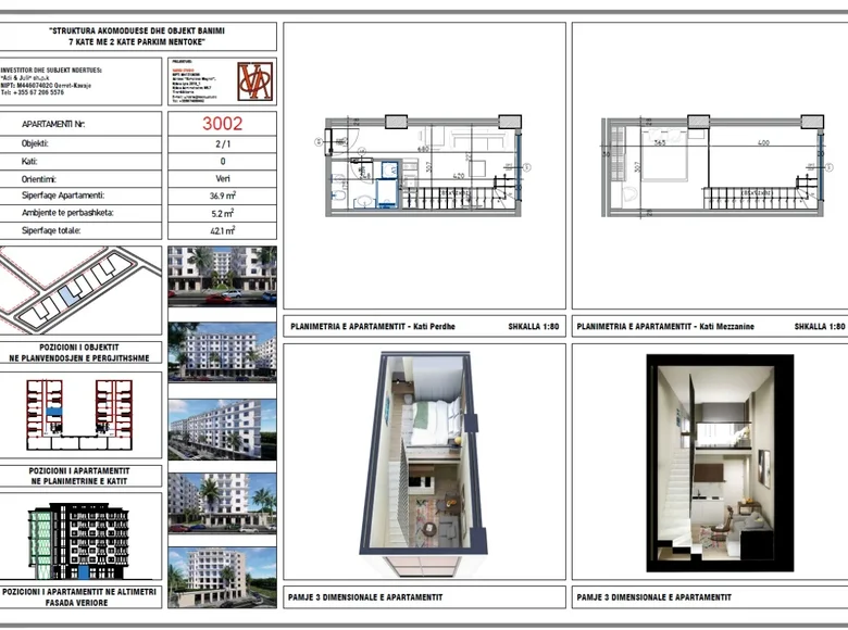 Multilevel apartments 42 m² Golem, Albania