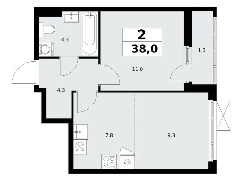 Квартира 2 комнаты 38 м² поселение Сосенское, Россия