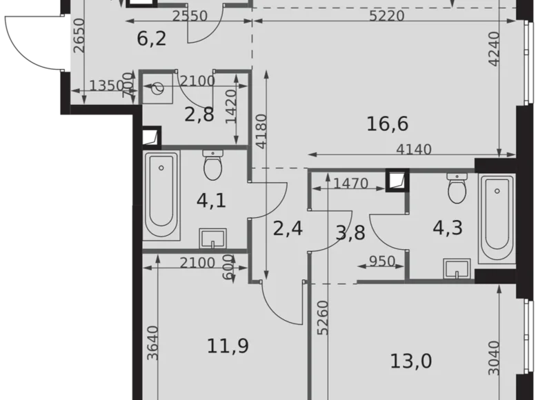 Mieszkanie 3 pokoi 74 m² North-Western Administrative Okrug, Rosja