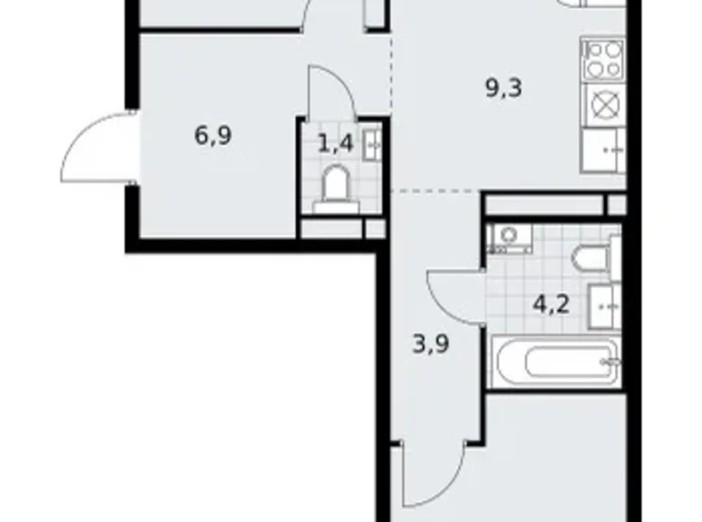 3 room apartment 60 m² Postnikovo, Russia