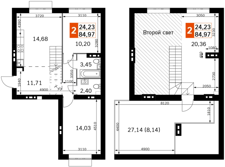 Mieszkanie 2 pokoi 85 m² Odincovskiy gorodskoy okrug, Rosja