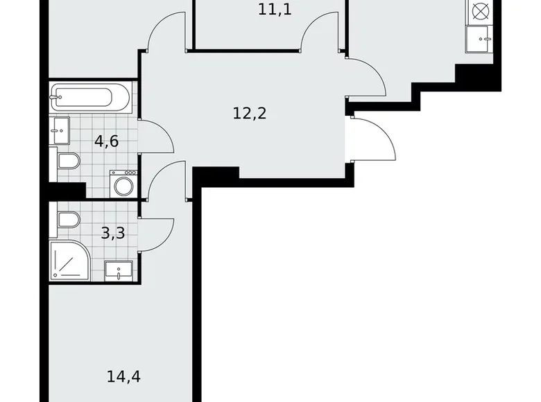 3 room apartment 73 m² poselenie Sosenskoe, Russia