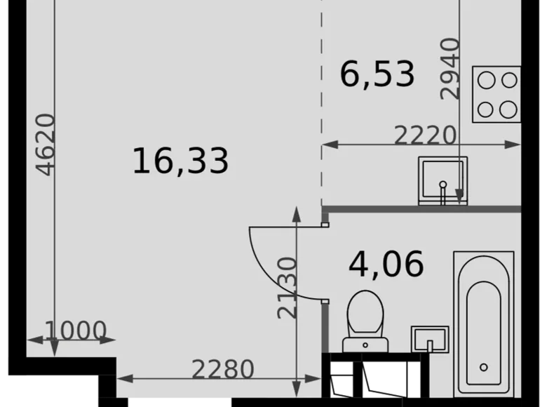 Студия 1 комната 27 м² Москва, Россия