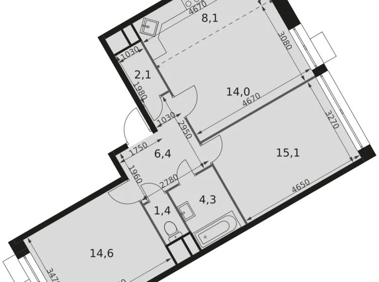 Appartement 3 chambres 66 m² Mytishchi Urban Okrug, Russie
