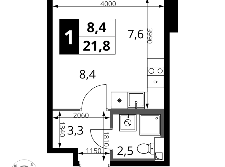 Estudio 1 habitación 22 m² Jimki, Rusia