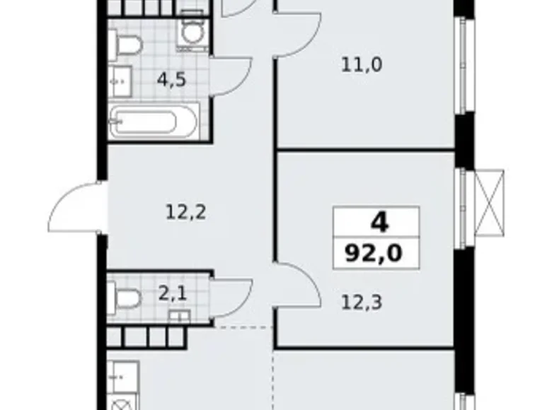 Квартира 4 комнаты 92 м² Юго-Западный административный округ, Россия