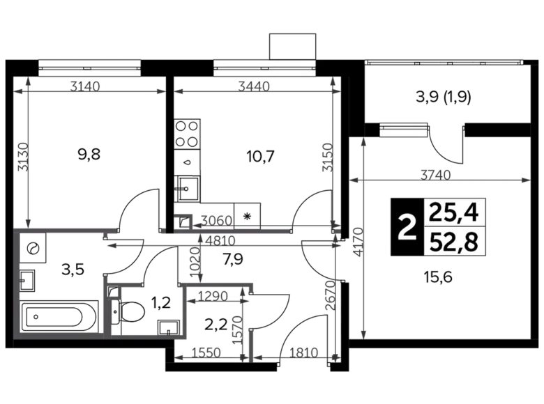 Appartement 2 chambres 54 m² Leninsky District, Russie