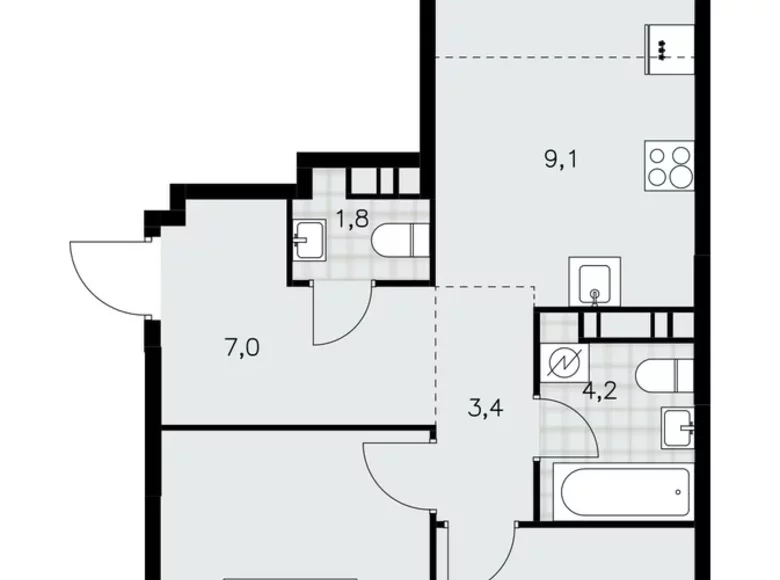 Apartamento 3 habitaciones 64 m² Moscú, Rusia