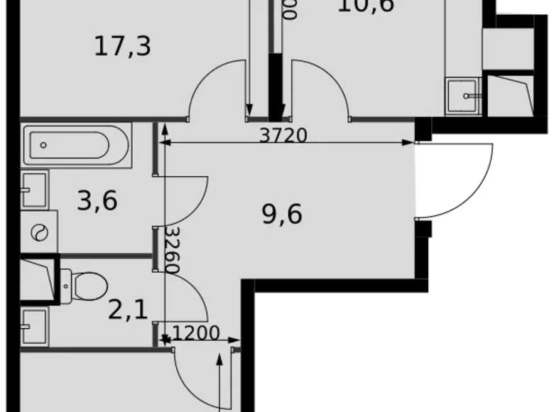 2 room apartment 58 m² Razvilka, Russia