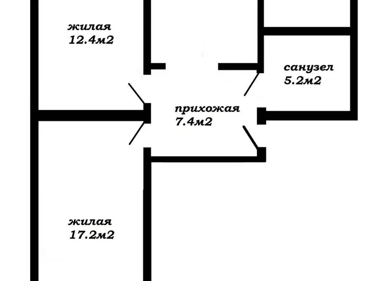 Квартира 3 комнаты 63 м² Минск, Беларусь