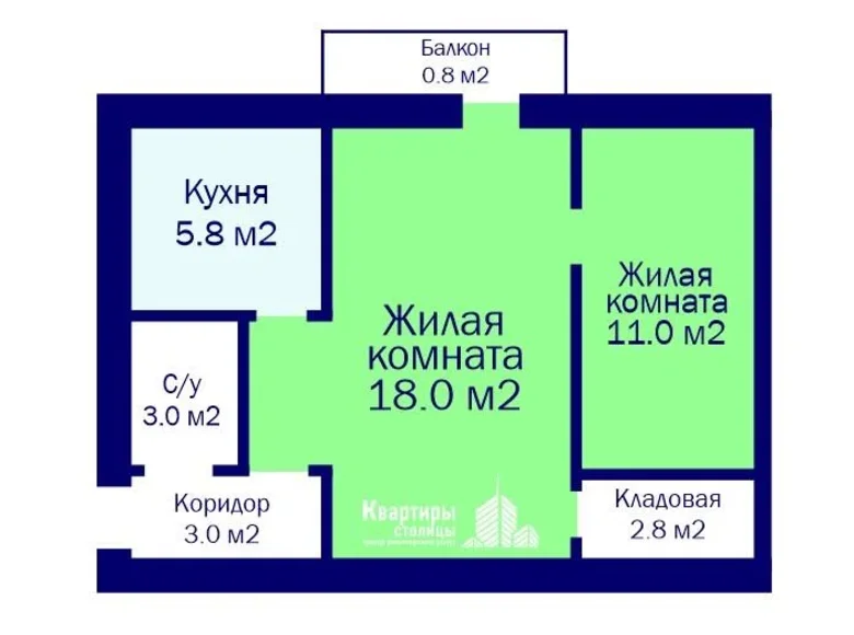 Appartement 2 chambres 44 m² Minsk, Bélarus