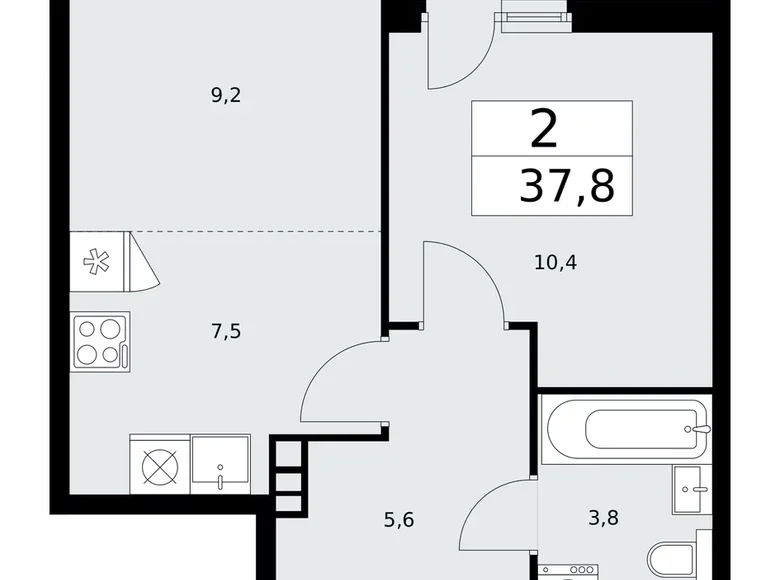 Mieszkanie 2 pokoi 38 m² poselenie Sosenskoe, Rosja