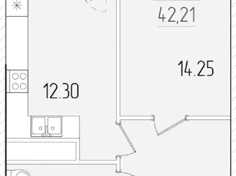 Квартира 1 комната 42 м² Одесса, Украина