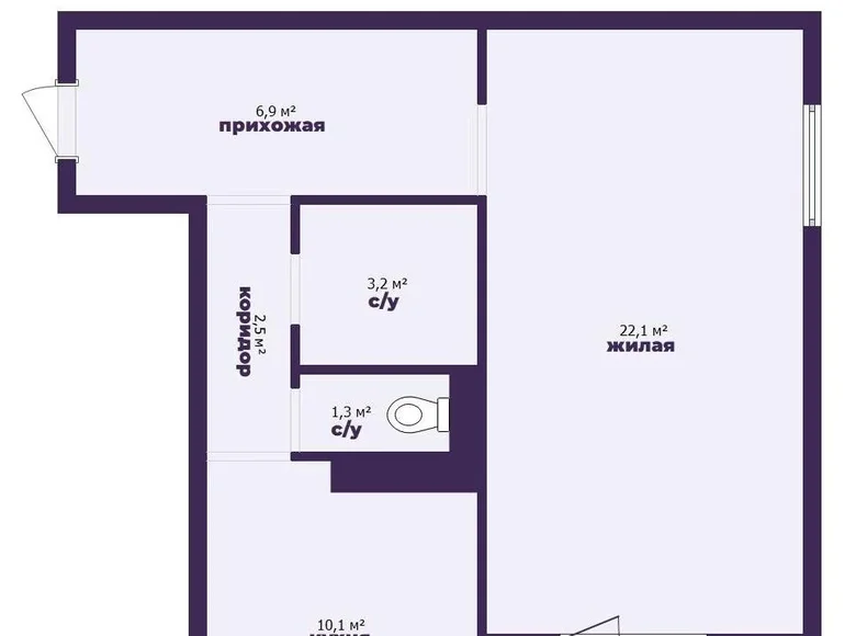 1 room apartment 49 m² Sienica, Belarus