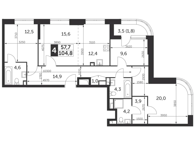 Appartement 4 chambres 105 m² North-Eastern Administrative Okrug, Fédération de Russie