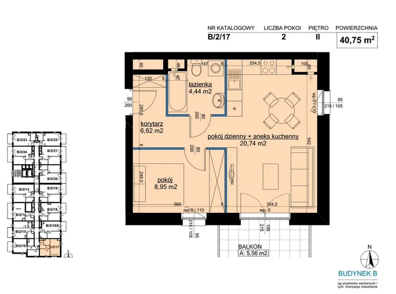 Квартира 2 комнаты 41 м² Познань, Польша