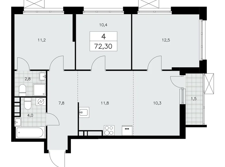 Appartement 4 chambres 72 m² Moscou, Fédération de Russie