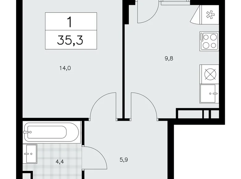 Apartamento 1 habitación 35 m² poselenie Sosenskoe, Rusia