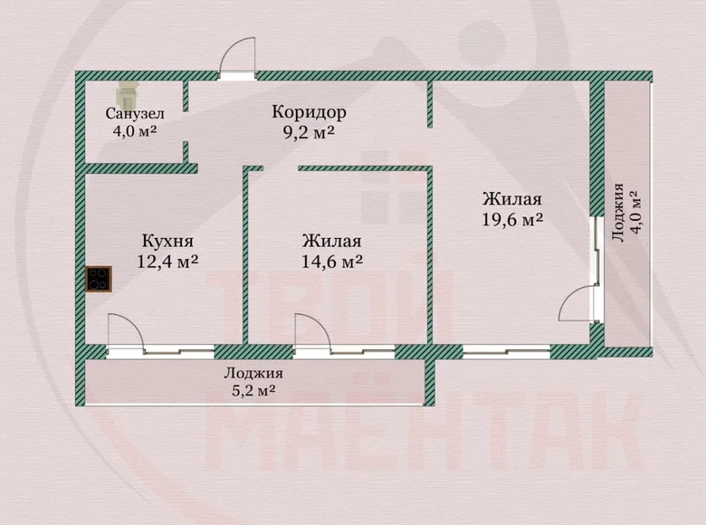 Apartamento 2 habitaciones 69 m² Soniecny, Bielorrusia