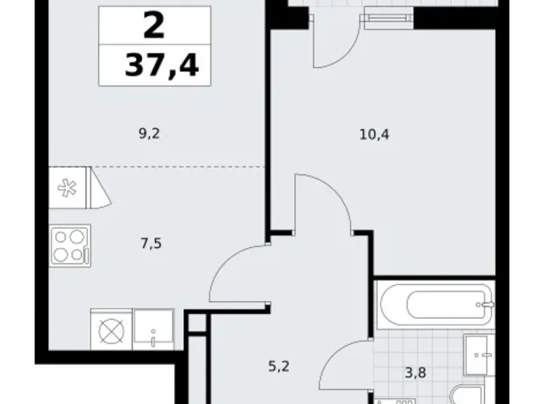 Appartement 2 chambres 37 m² Postnikovo, Fédération de Russie