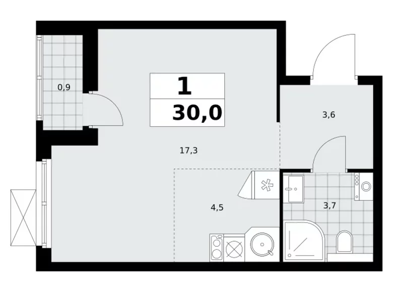 1 room apartment 30 m² poselenie Sosenskoe, Russia