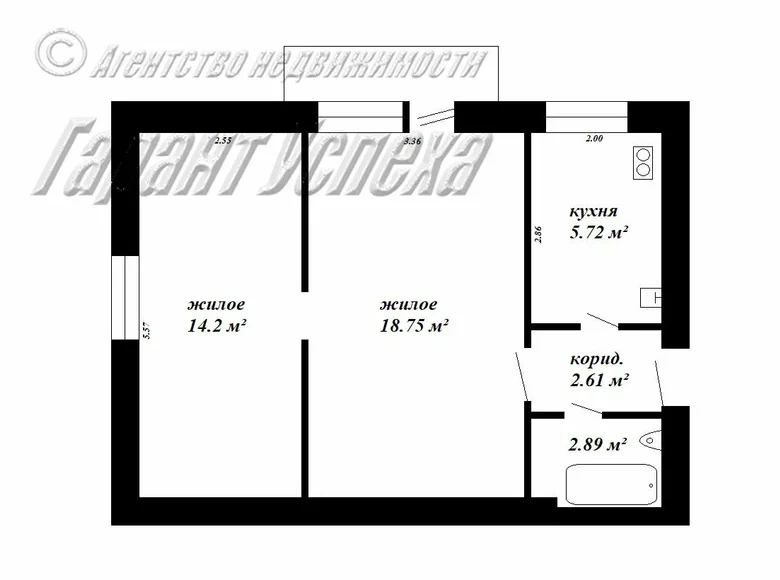 Wohnung 2 Zimmer 44 m² Kamieniuki, Weißrussland