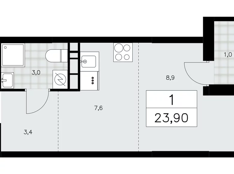 Apartamento 1 habitación 24 m² Moscú, Rusia