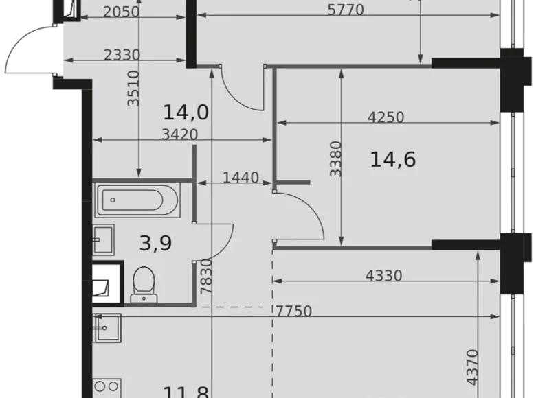 4 room apartment 87 m² North-Western Administrative Okrug, Russia