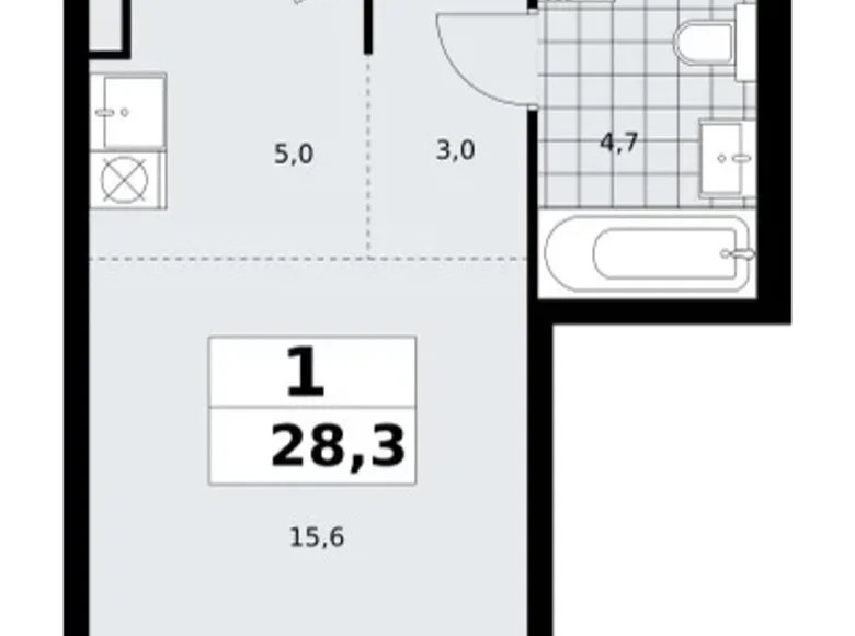 Mieszkanie 1 pokój 28 m² poselenie Sosenskoe, Rosja