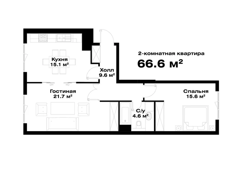 Квартира 2 комнаты 67 м² Ташкент, Узбекистан