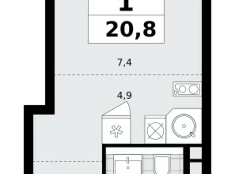 Apartamento 1 habitación 21 m² poselenie Sosenskoe, Rusia