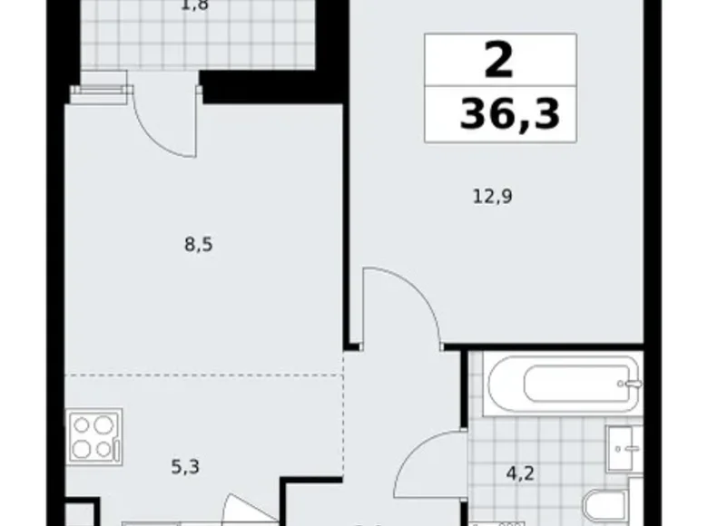 Квартира 2 комнаты 36 м² поселение Сосенское, Россия