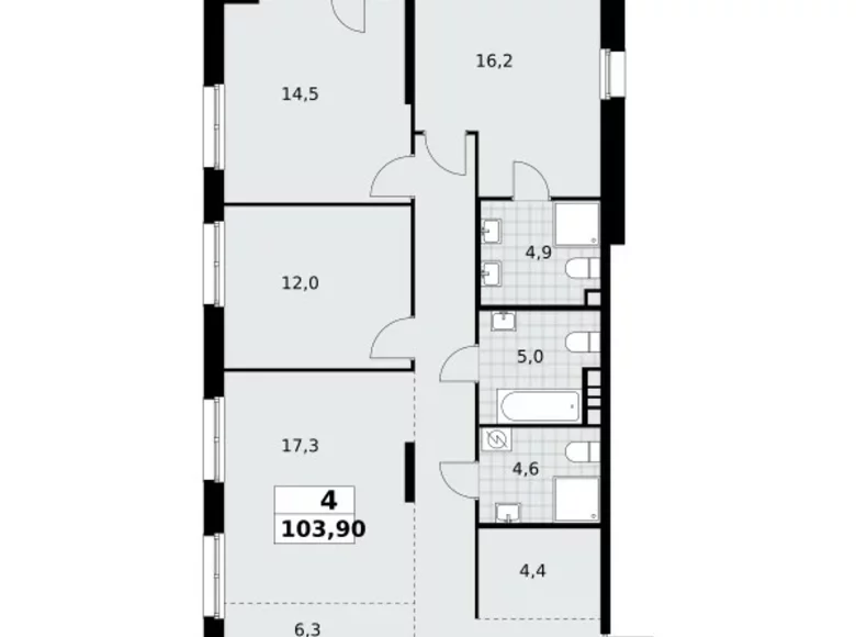 Mieszkanie 4 pokoi 104 m² Northern Administrative Okrug, Rosja
