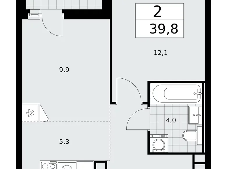 Квартира 2 комнаты 40 м² Москва, Россия