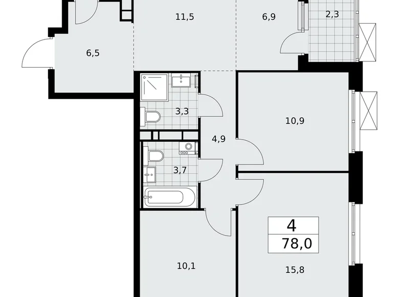 4 room apartment 78 m² Moscow, Russia