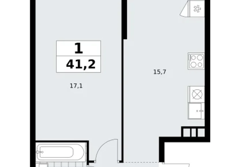 Apartamento 1 habitación 41 m² poselenie Sosenskoe, Rusia