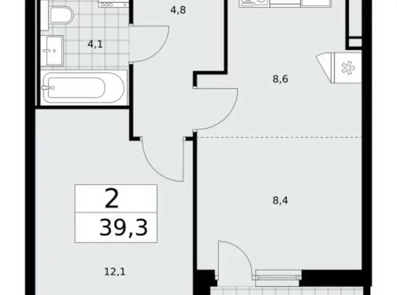 Wohnung 2 Zimmer 39 m² Moskau, Russland