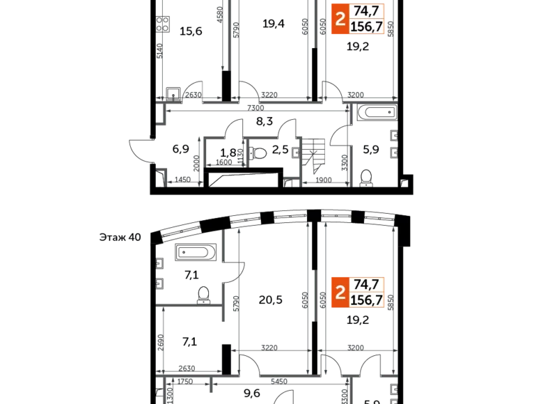 5 room apartment 157 m² North-Western Administrative Okrug, Russia