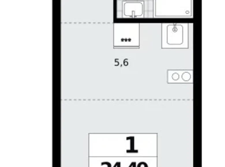 Квартира 1 комната 24 м² Северный административный округ, Россия