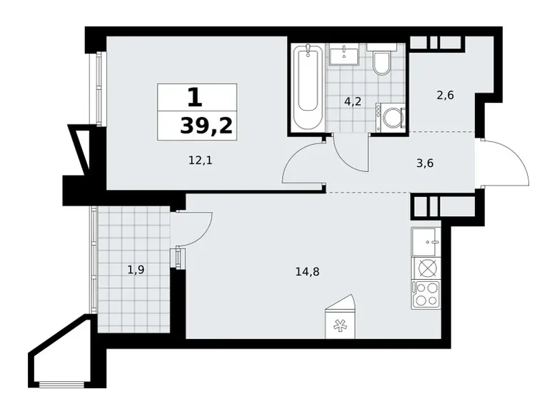 Квартира 1 комната 39 м² поселение Сосенское, Россия