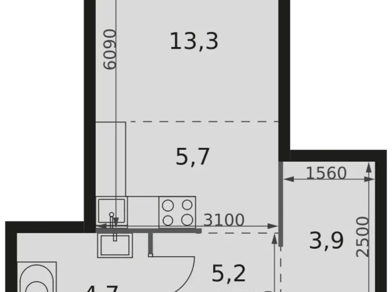 Apartamento 1 habitación 33 m² Moscú, Rusia