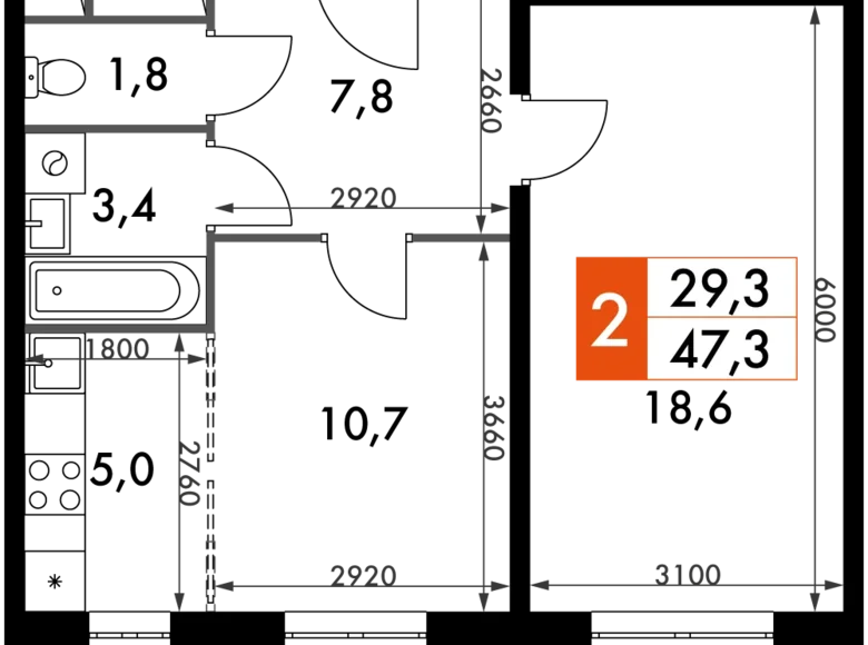 Mieszkanie 2 pokoi 47 m² Razvilka, Rosja