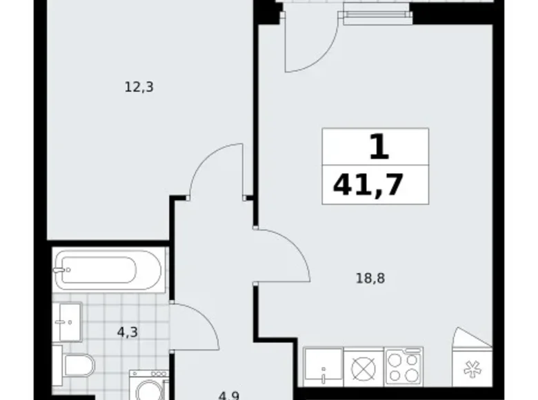 Wohnung 1 zimmer 42 m² Troizk, Russland