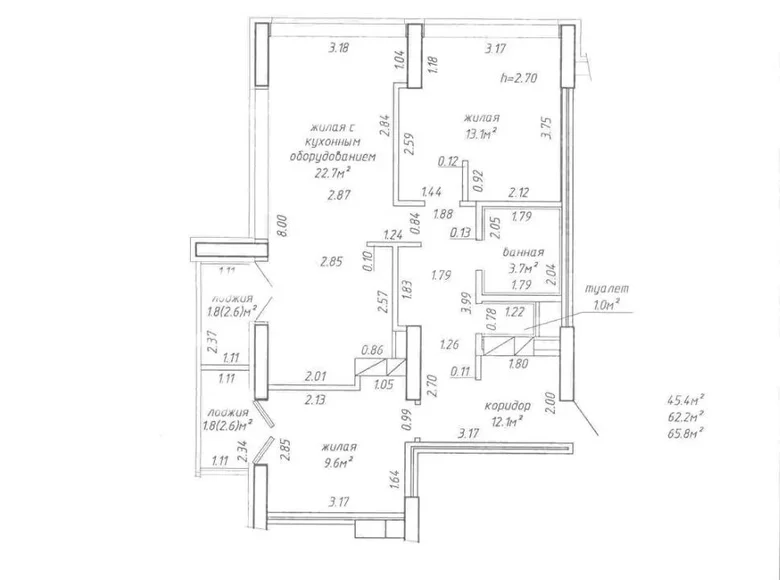 Appartement 3 chambres 66 m² Minsk, Biélorussie