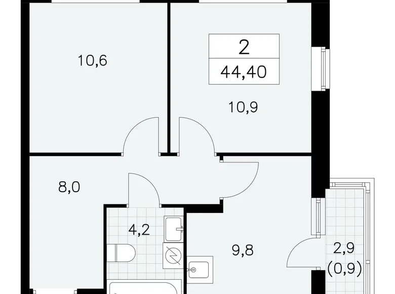 Apartamento 2 habitaciones 44 m² poselenie Sosenskoe, Rusia